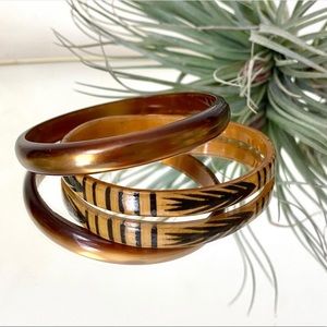 Pair Of Vintage Boho Neutral Bangle Bracelets